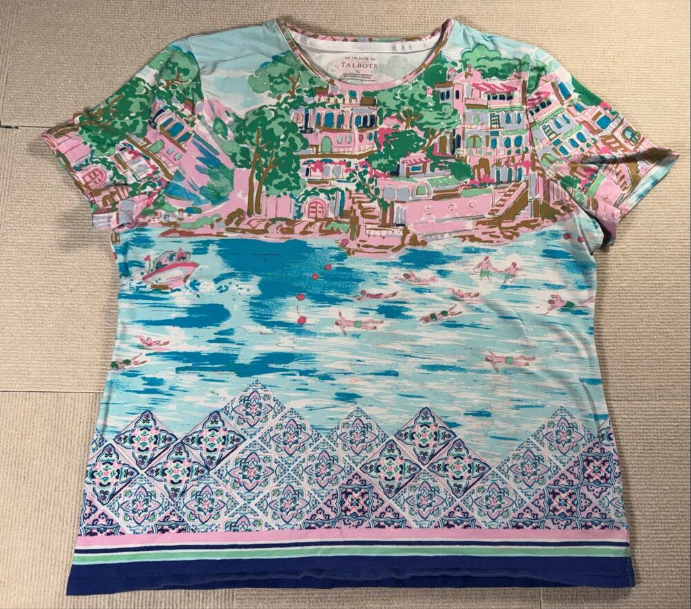 Talbots Everyday Cotton T Womens XL Colorful Resort Classic Casual Coastal Gran